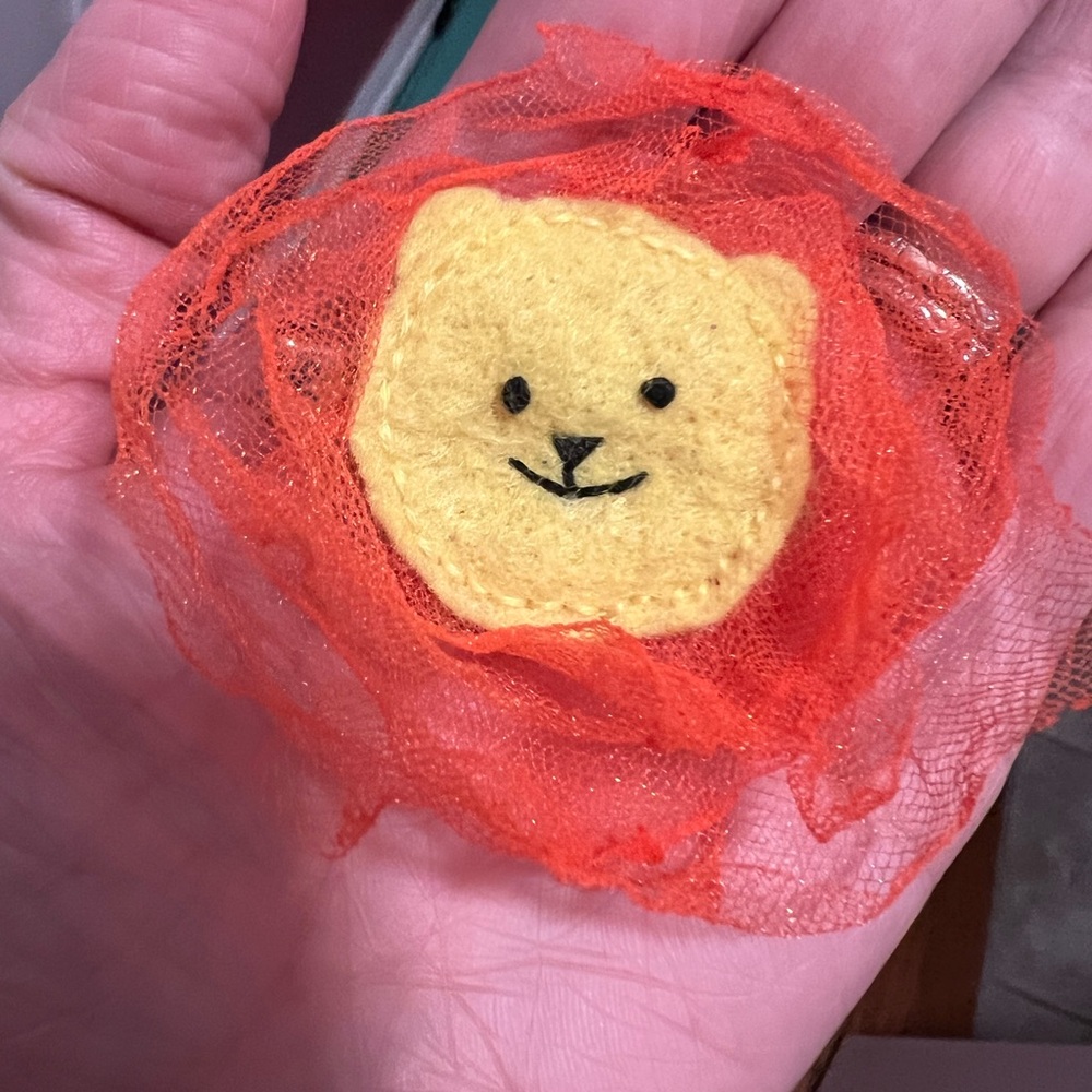 Cute Felt Lion Hairclip with Orange Tulle
